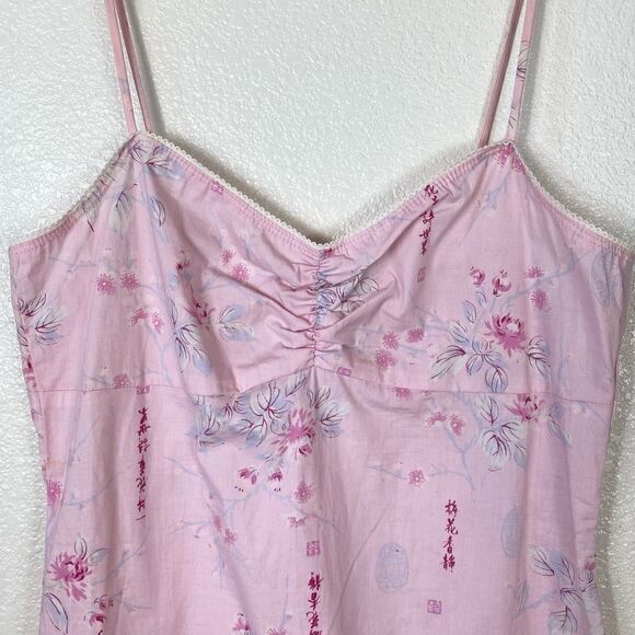 Vintage y2k Miken Pink Japanese Kanji Plum Blossom Mini Cami Dress - Picture 4 of 8